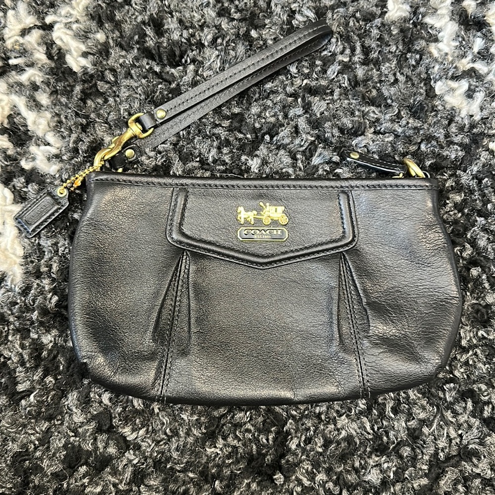 Coach large black wristlet